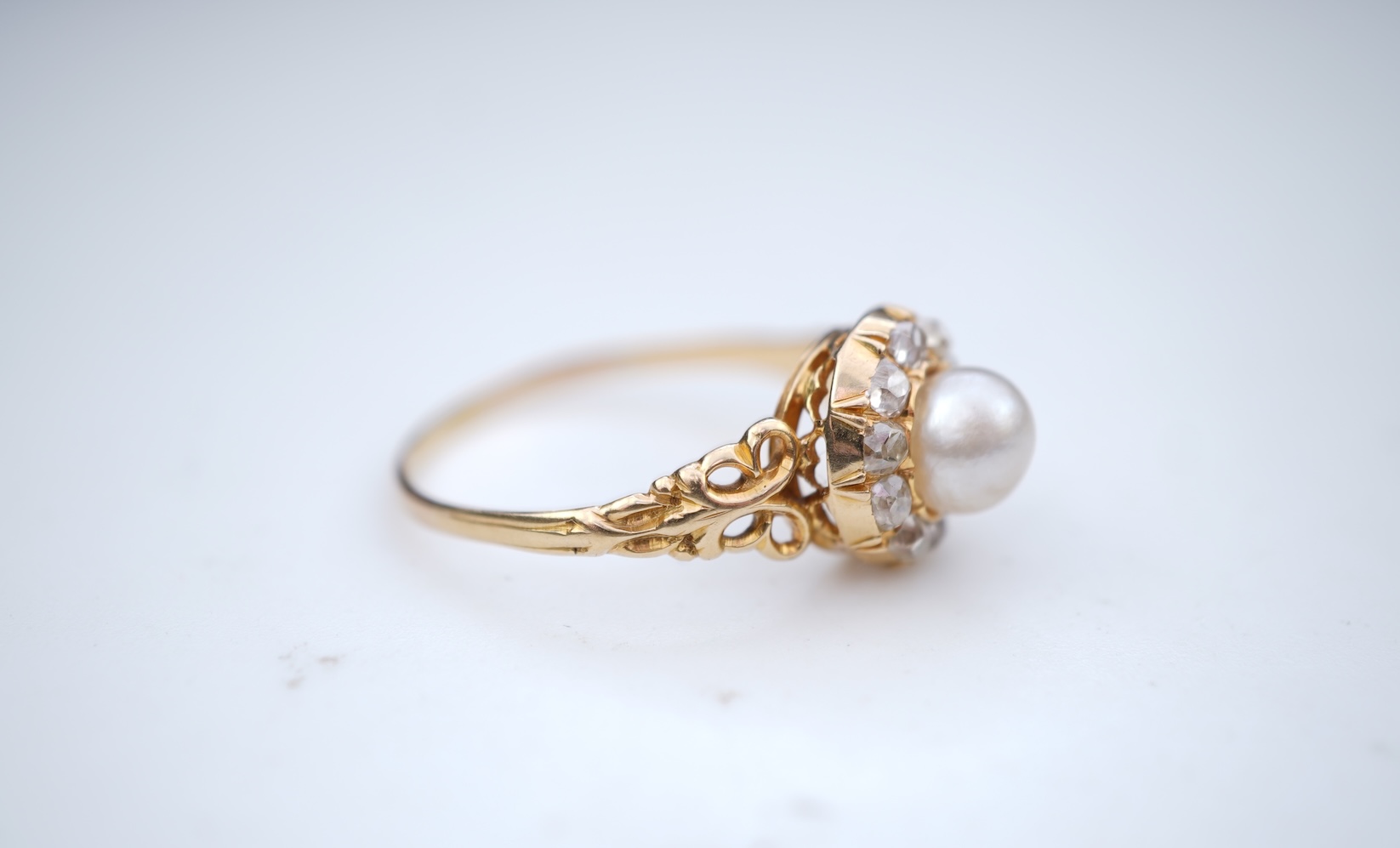 A Victorian pearl and diamond ring, late 19th century